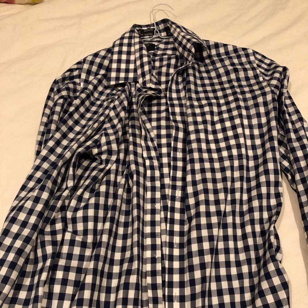 Dark Blue Plaid Shirt - Size Medium